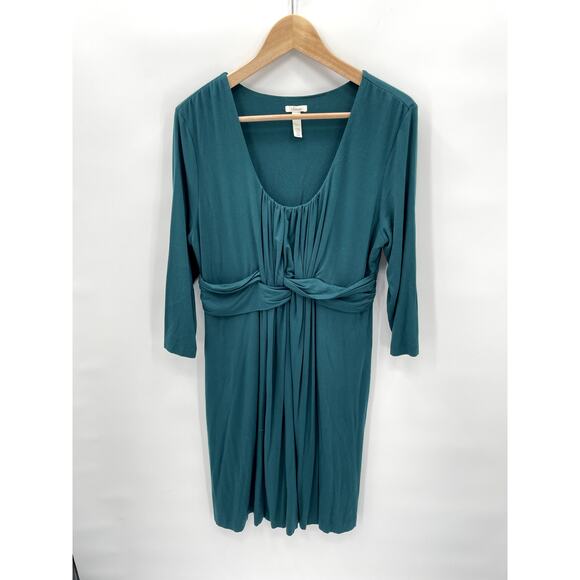 SOMA 3/4 Sleeve Stretch Jersey Midi Dress // L - Picture 1 of 6